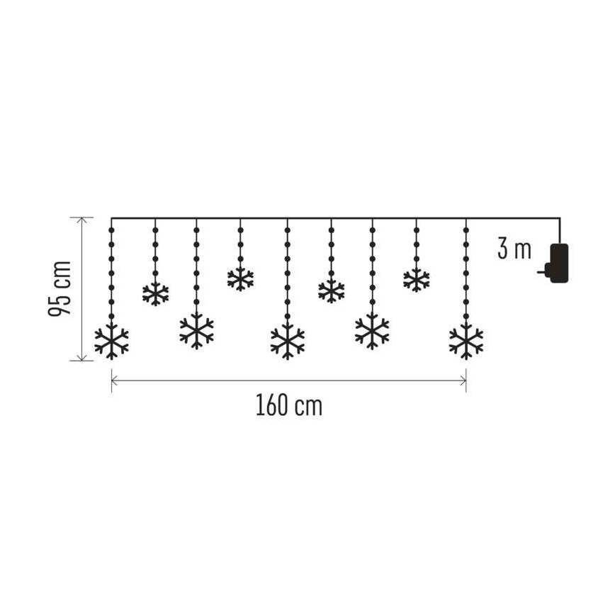 LED lauko girlianda 131xLED/1,6m IP44 šaltai balta