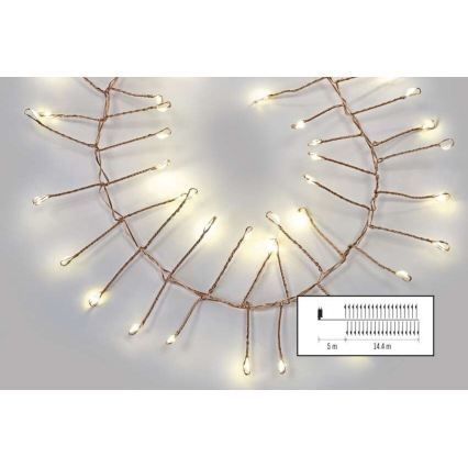 LED lauko girlianda 1440xLED/8 funkcijų 14,4m IP44 šiltai balta