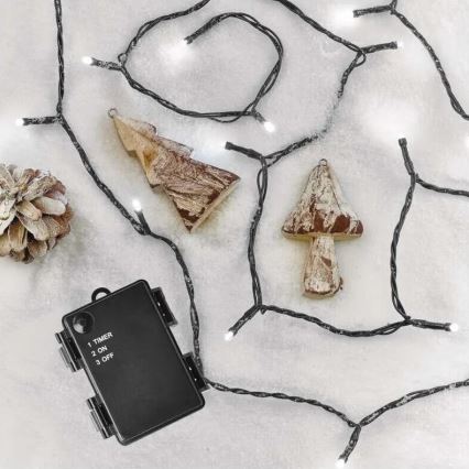 LED Lauko girlianda 40xLED/3xAA 3,3m IP44 šaltai balta