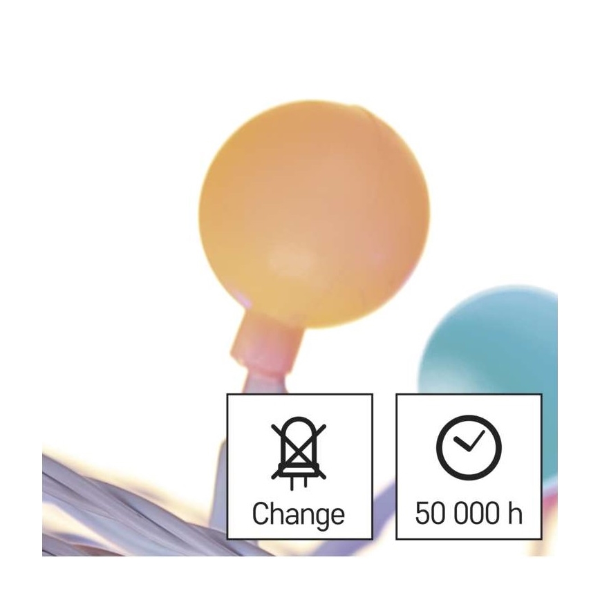 LED lauko girlianda 40xLED/9m IP44 daugiaspalvė