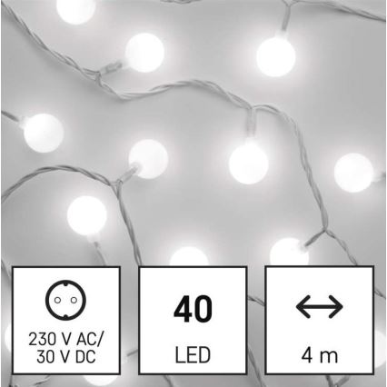 LED lauko girlianda 40xLED/9m IP44 šaltai balta