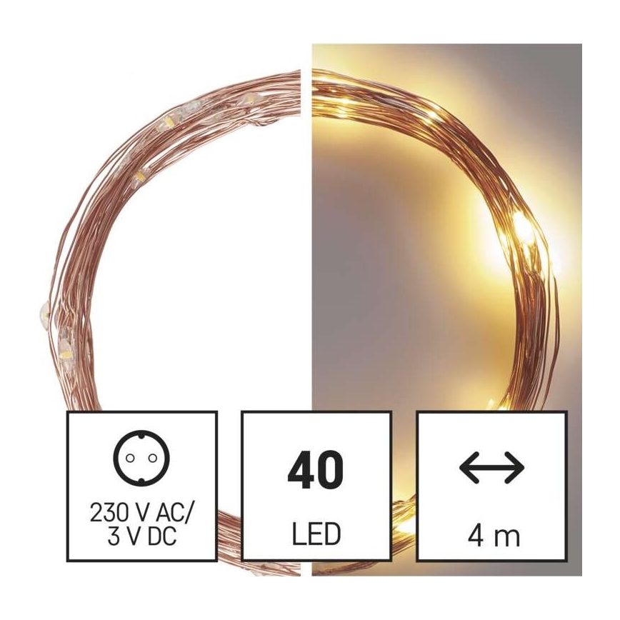 LED lauko girlianda 40xLED/9m IP44 šiltai balta