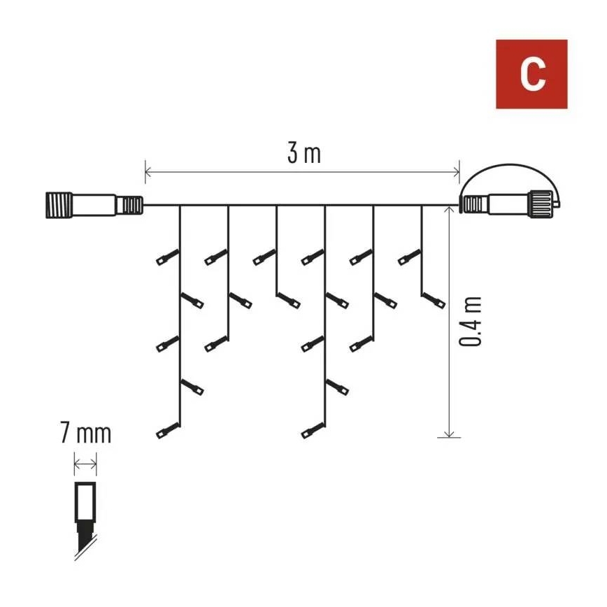 LED lauko girlianda 50xLED/3x0,4m IP44 šaltai balta
