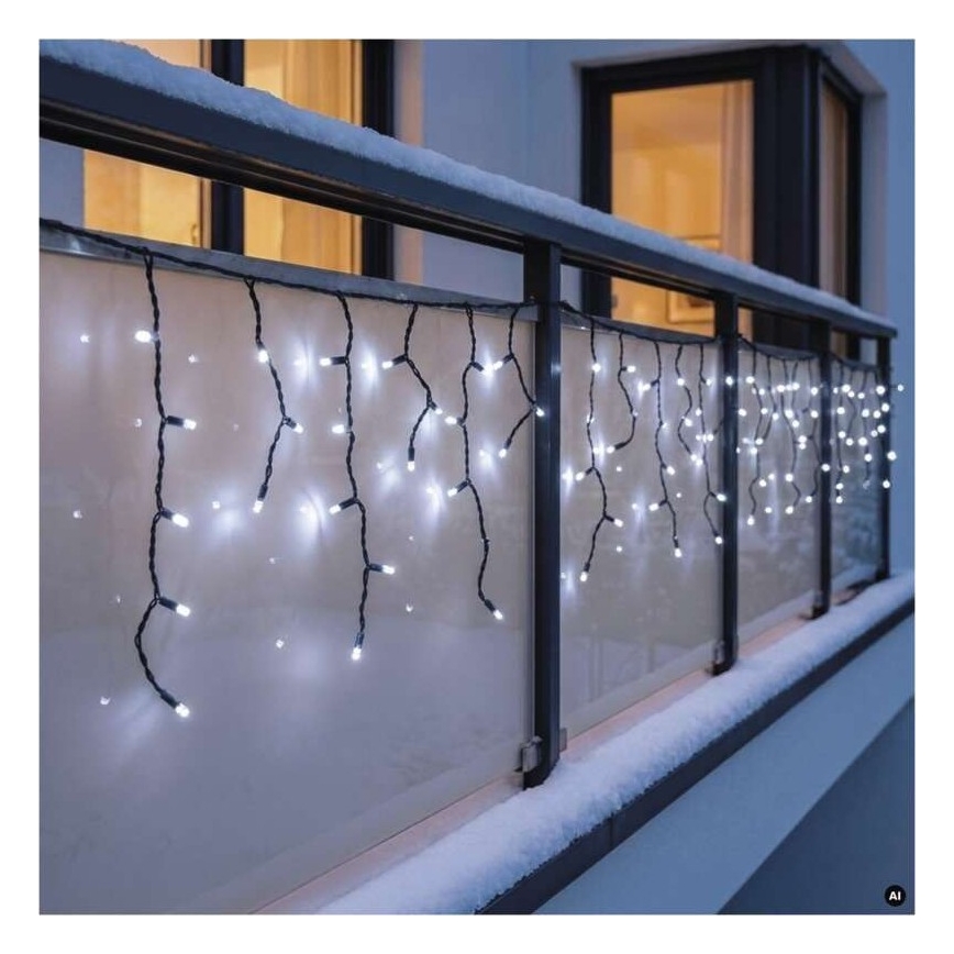 LED lauko girlianda 50xLED/3x0,4m IP44 šaltai balta