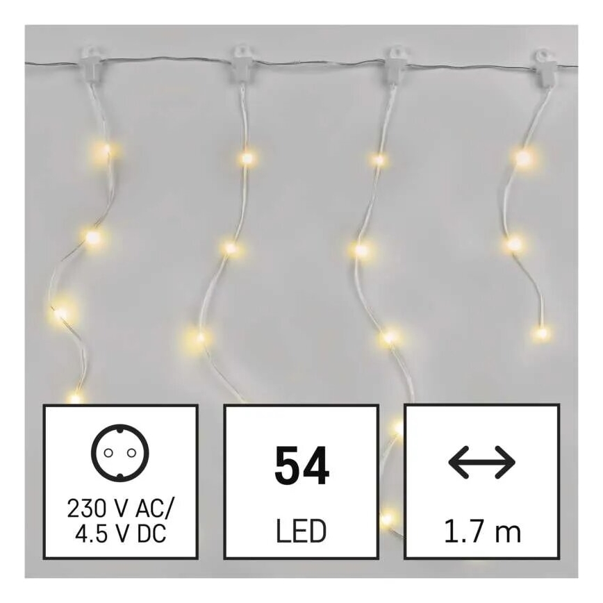 LED lauko girlianda, 54 LED / 8 funkcijų, 6,7 x 0,7 m, IP44, šilta balta
