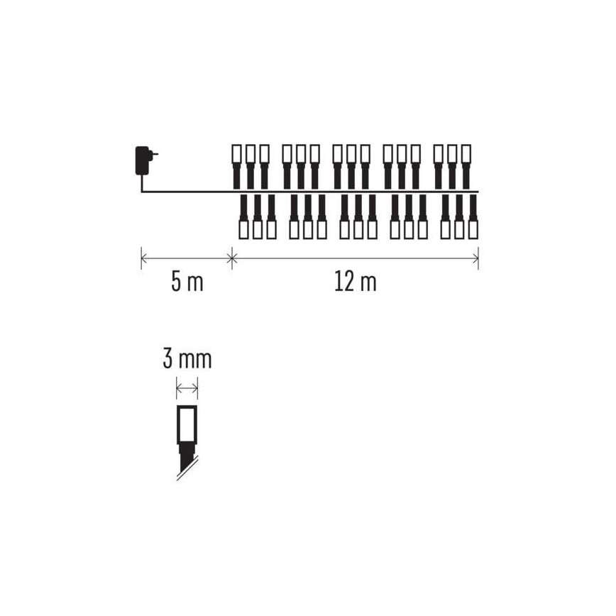 LED lauko girlianda 600xLED/17m IP44 šiltai balta