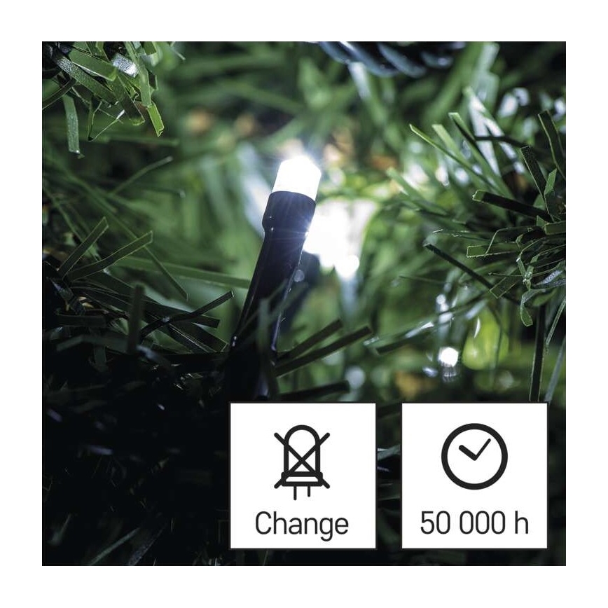 LED lauko girlianda, 80 LED, 13 m, IP44, šaltai balta