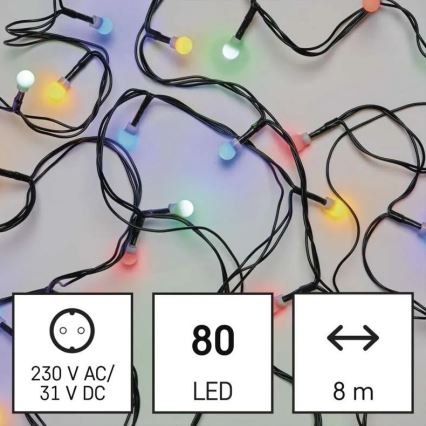 LED lauko girlianda 80 LED / 8 režimai, 13 m, daugiaspalvė, IP44