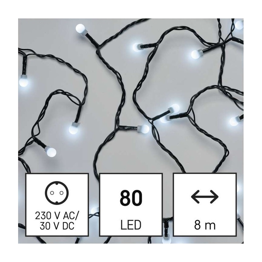 LED lauko girlianda 80xLED/13m IP44 šaltai balta