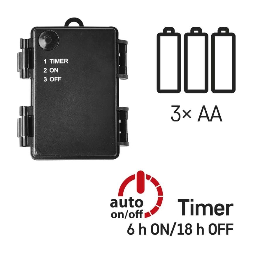 LED  lauko girlianda 80xLED/3xAA 6,1m IP44 šiltai balta