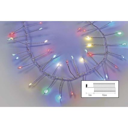 LED lauko girlianda 960 LED / 8 funkcijų, 9,6 m, IP44, daugiaspalvė