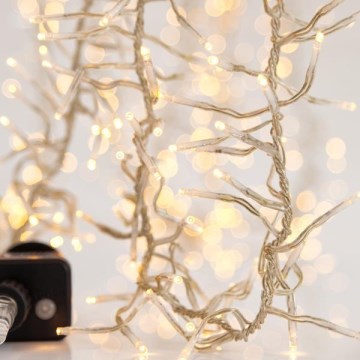 LED lauko girlianda CLUSTER 1152xLED/8 funkcijų 12 m IP44 šiltai balta