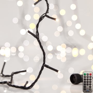 LED lauko girlianda CLUSTER 200xLED/8 režimų 2,1 m IP44 šiltai balta + nuotolinis valdymas