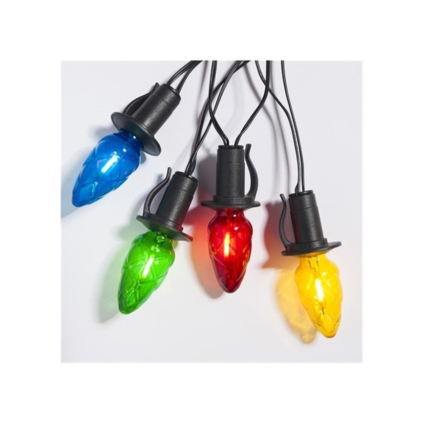 LED lauko girlianda CONE FILAMENT 20xE10 19m spalvota/šiltai balta IP44, Pagaminta ES