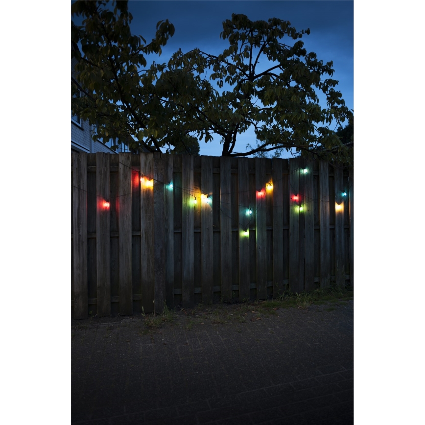 LED lauko girlianda CONE FILAMENT 20xE10 19m spalvota/šiltai balta IP44, Pagaminta ES