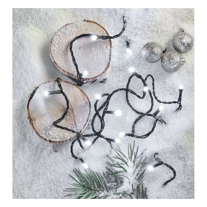 LED lauko girlianda — 180 LED, 8 režimų, 23 m, IP44, šaltai balta