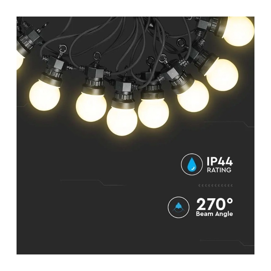 LED Lauko grandinė STRING 10m 20xLED/0,5W/24/230V 3000K IP44