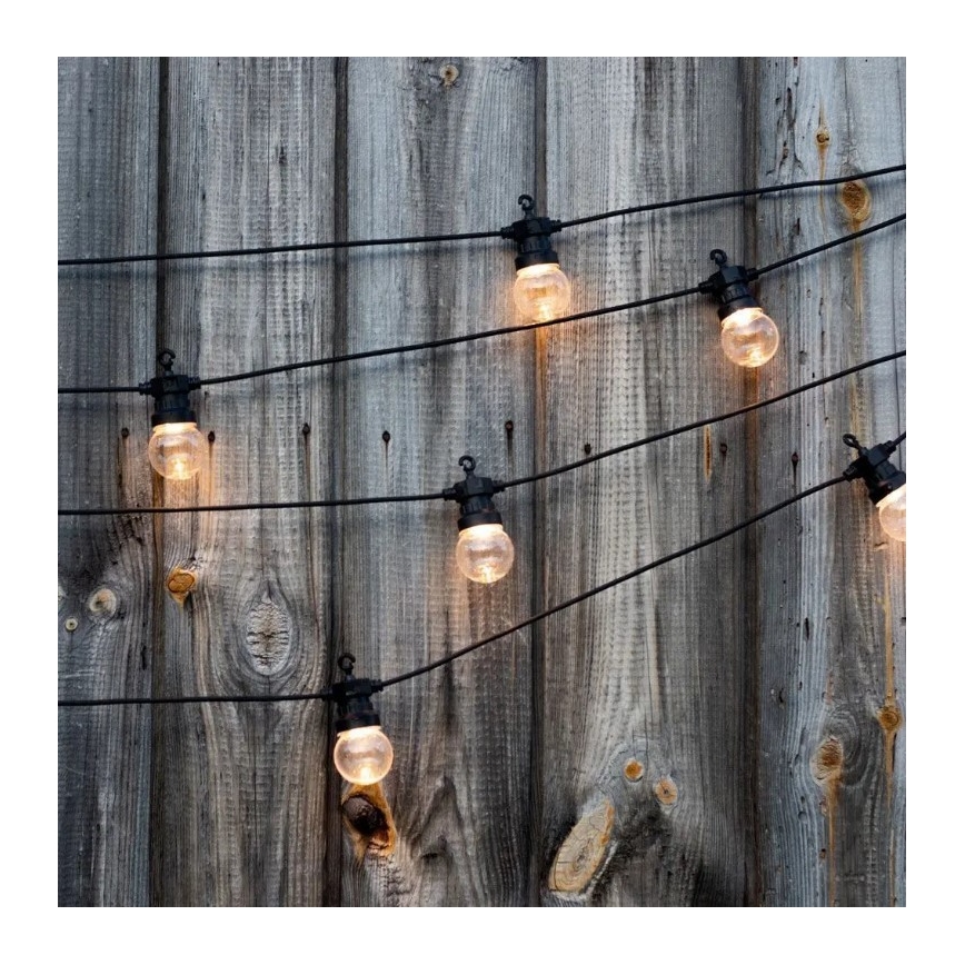 LED Lauko grandinė STRING 5m 10xLED/0,4W/24/230V 3000K IP44