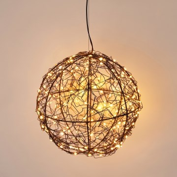 LED Lauko kalėdinė dekoracija 200xLED/230V Ø 18 cm IP44 šiltai balta kamuolys/juodas