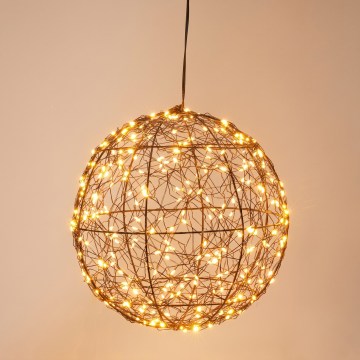 LED lauko kalėdinė dekoracija 300xLED/230V, skersmuo 25 cm, IP44, šilta balta, kamuolys/juodas