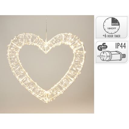LED Lauko kalėdinė dekoracija 500xLED/6W/230V 36 cm IP44 šiltai balta širdis/balta