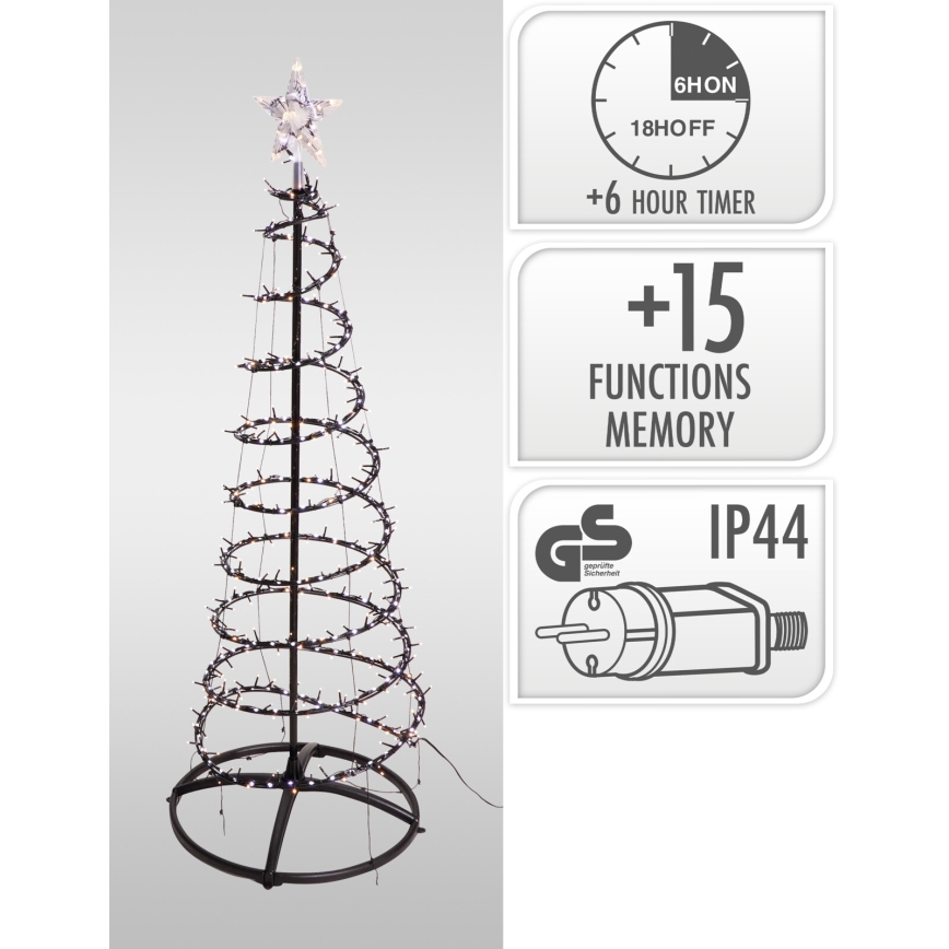 LED Lauko kalėdinė dekoracija 524xLED/230V 15 funkcijų 150 cm IP44 šiltai balta eglutė