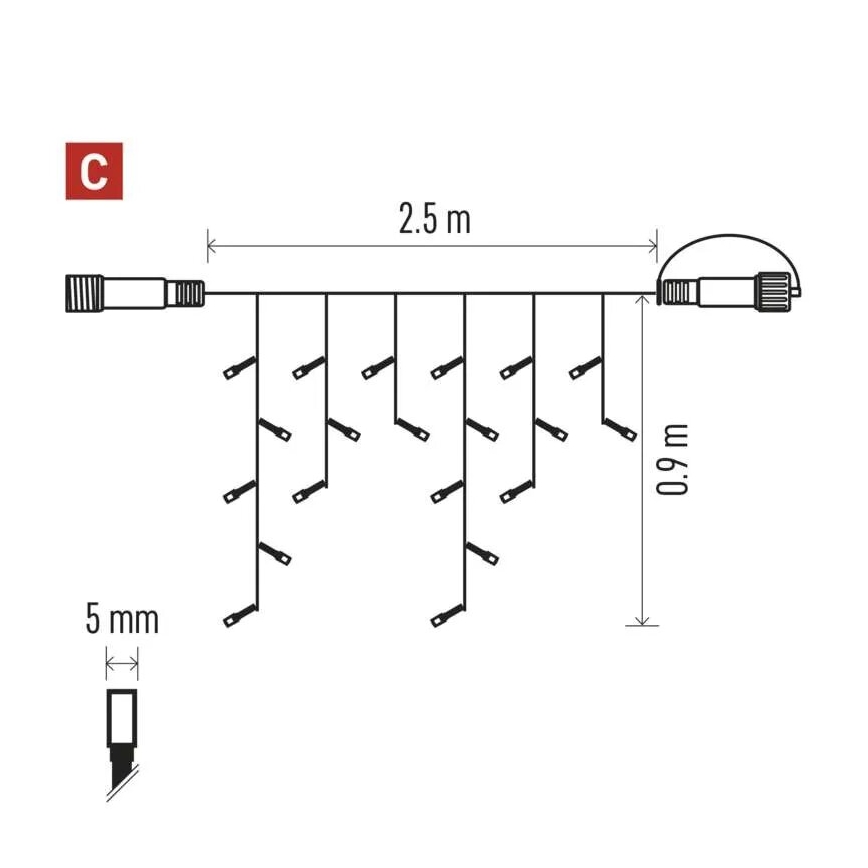 LED lauko kalėdinė girlianda 100xLED/2,5x0,9m IP44 šiltai balta