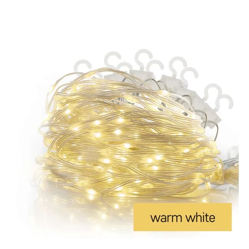 LED lauko kalėdinė girlianda 100xLED/8 funkcijų 7,9x0,7m IP44 šiltai balta