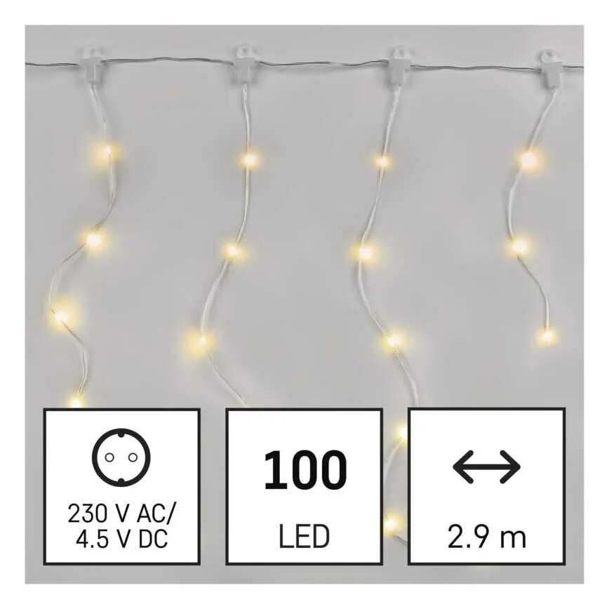 LED lauko kalėdinė girlianda 100xLED/8 funkcijų 7,9x0,7m IP44 šiltai balta