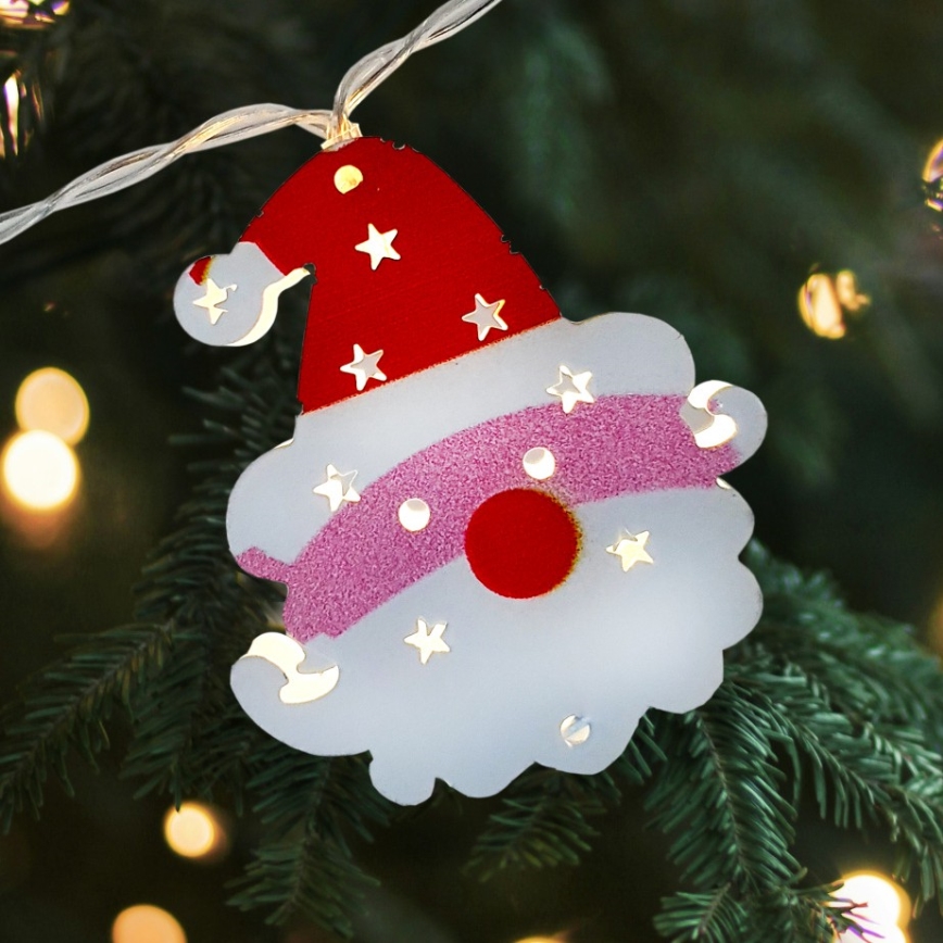 LED lauko kalėdinė girlianda 10xLED/2xAA 1,65 m IP44 šiltai balta Santa