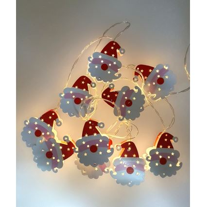 LED lauko kalėdinė girlianda 10xLED/2xAA 1,65 m IP44 šiltai balta Santa