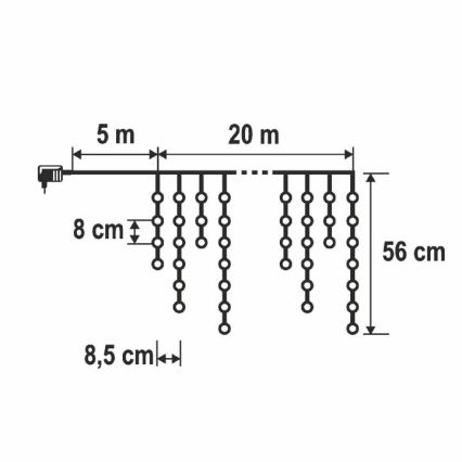 LED lauko kalėdinė girlianda 1200xLED/230V 25x0,56 m IP44 šilta balta/šalta balta