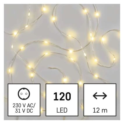 LED lauko kalėdinė girlianda 120xLED/17m IP44 šiltai balta