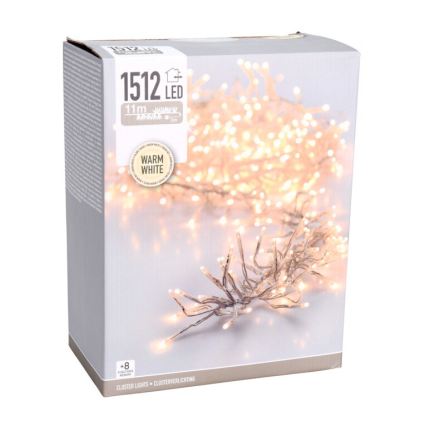LED Lauko kalėdinė girlianda 1512xLED/230V/8 funkcijų 14 m IP44 šiltai balta