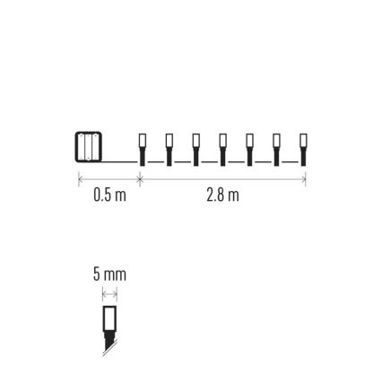 LED lauko kalėdinė girlianda 40xLED/3xAA 3,3m IP44 šaltai balta