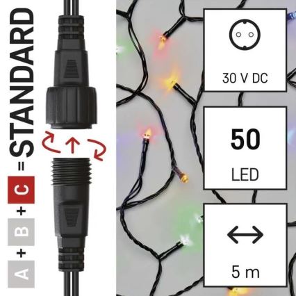 LED Lauko Kalėdinė girlianda 50xLED/5m IP44 daugiaspalvis