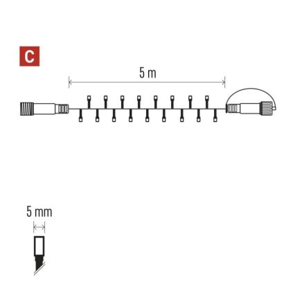 LED lauko kalėdinė girlianda 50xLED/5m IP44 šaltai balta