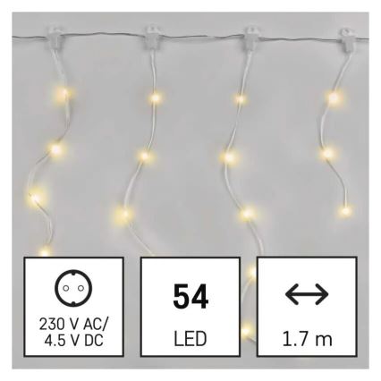 LED Lauko Kalėdinė girlianda 54xLED/8 funkcijos 6,7x0,7m IP44 šilta balta