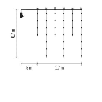 LED Lauko Kalėdinė girlianda 54xLED/8 funkcijos 6,7x0,7m IP44 šilta balta