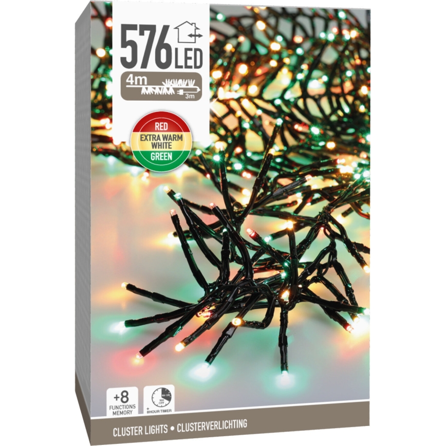 LED lauko kalėdinė girlianda 576xLED/230V/8 funkcijų 7,2 m IP44 daugiaspalvė