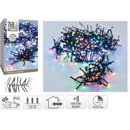 LED lauko kalėdinė girlianda 768xLED/230V/8 funkcijų 8,5 m IP44 įvairiaspalvė