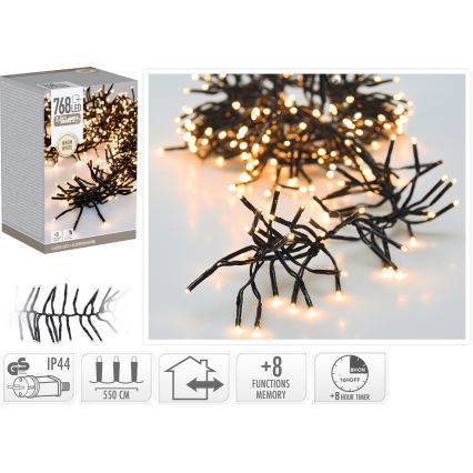 LED Lauko kalėdinė girlianda 768xLED/230V/8 funkcijų 8,5 m IP44 šilta balta
