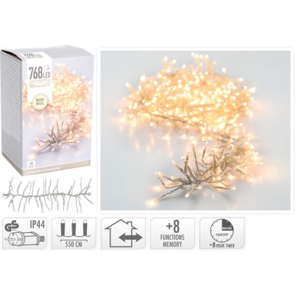 LED lauko kalėdinė girlianda 768xLED/230V/8 funkcijų 8,5 m IP44 šiltai balta