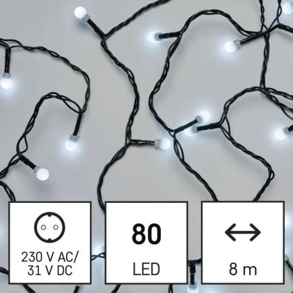 LED lauko kalėdinė girlianda 80xLED/8 funkcijų 13m šaltai balta IP44
