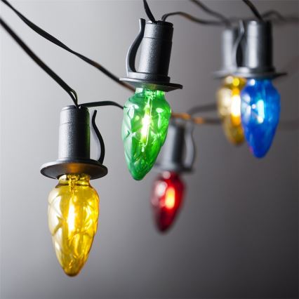 LED lauko kalėdinė girlianda CONE FILAMENT 20xE10 19m spalvota/šiltai balta IP44, Pagaminta Čekijoje