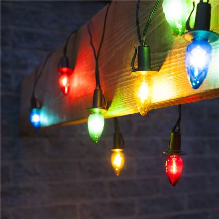 LED lauko kalėdinė girlianda CONE FILAMENT 20xE10 19m spalvota/šiltai balta IP44, Pagaminta Čekijoje