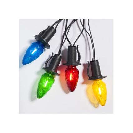 LED lauko kalėdinė girlianda CONE FILAMENT 20xE10 19m spalvota/šiltai balta IP44, Pagaminta Čekijoje