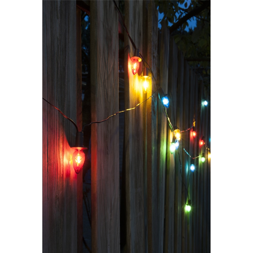 LED lauko kalėdinė girlianda CONE FILAMENT 20xE10 19m spalvota/šiltai balta IP44, Pagaminta Čekijoje