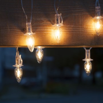 LED Lauko Kalėdinė girlianda CONE FILAMENT 20xE10 19m permatoma/šilta balta IP44, Made in the EU