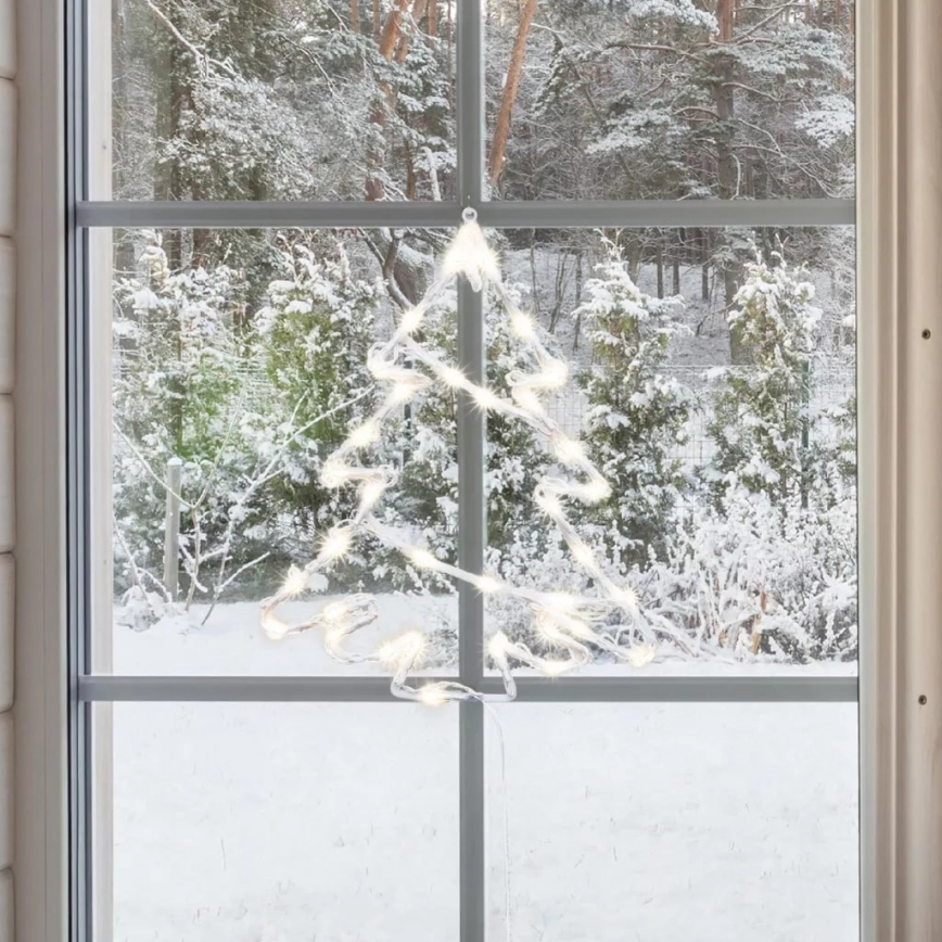 LED Lauko kalėdinė lango dekoracija 35xLED/230V IP44 šiltai balta/eglutė